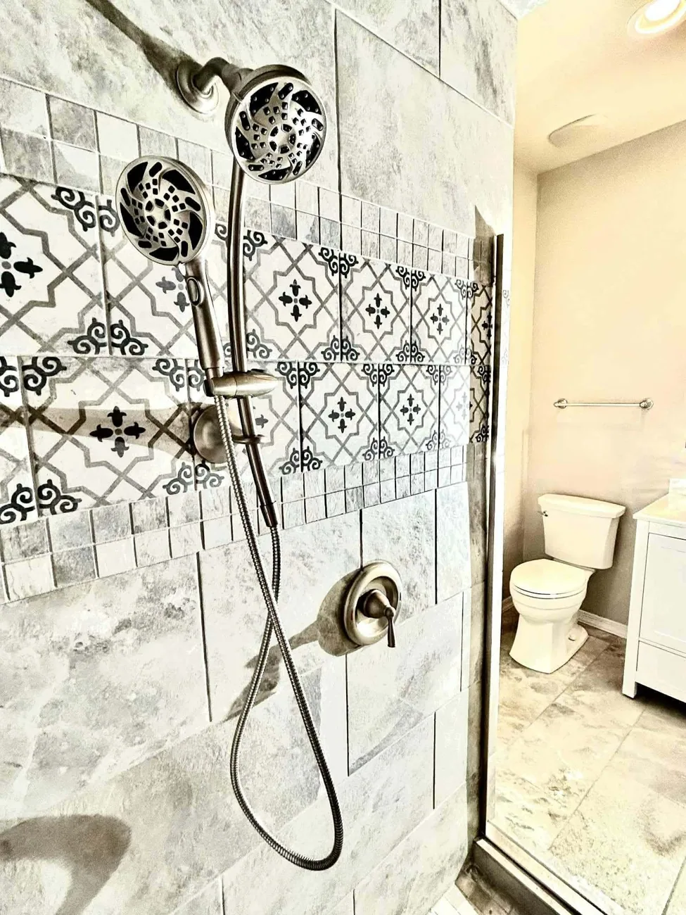 Bathrooms work — tile shower